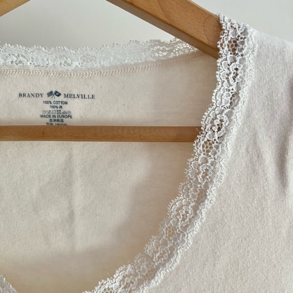 Brandy Melville Cream Lace Tee - Picture 5 of 5